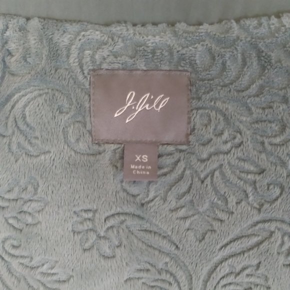 J. Jill XS Coat Jacket  Sage Light Green Embroidered Plush Lined Oversized - Picture 15 of 16